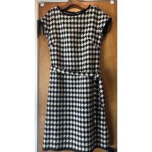 David Crystal Fashion Houndstooth Dress VTG Size 10 Wool? Julius Garfinckel Belt